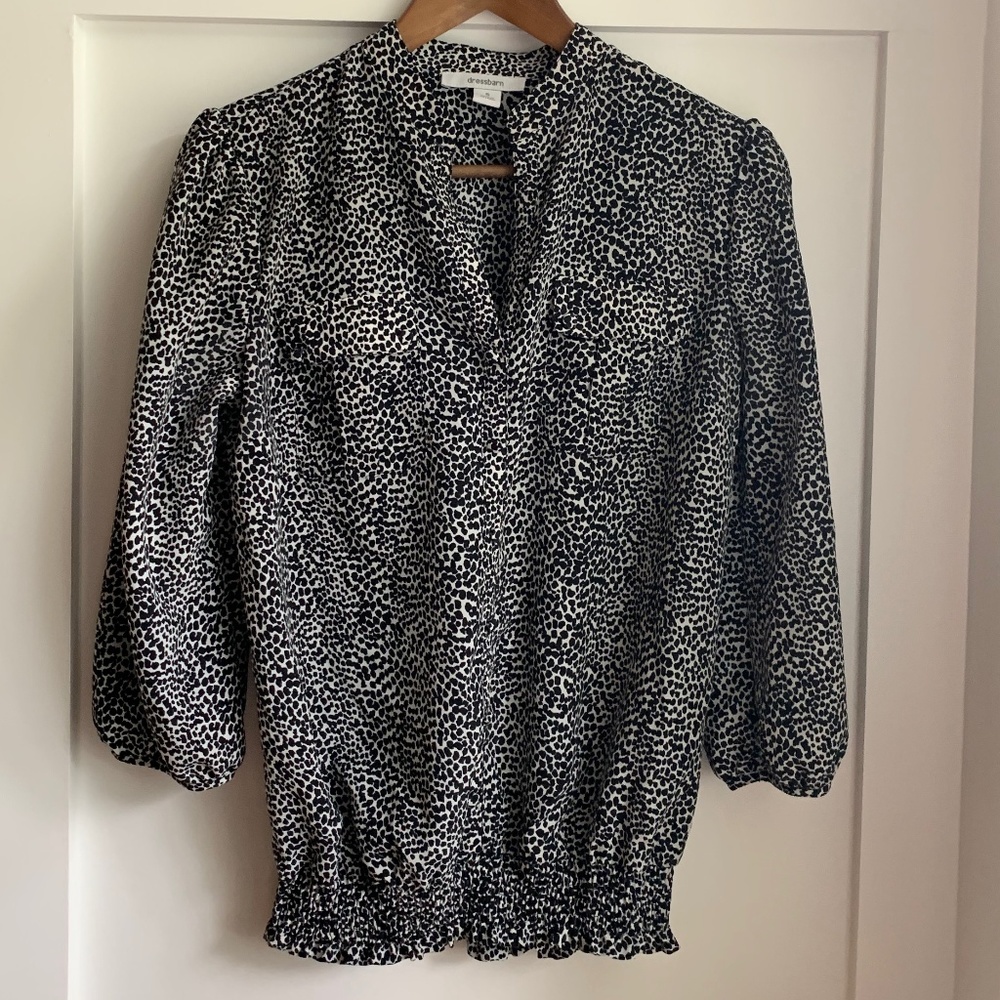 Dress Barn Black/White Leopard Print Blouse, Small